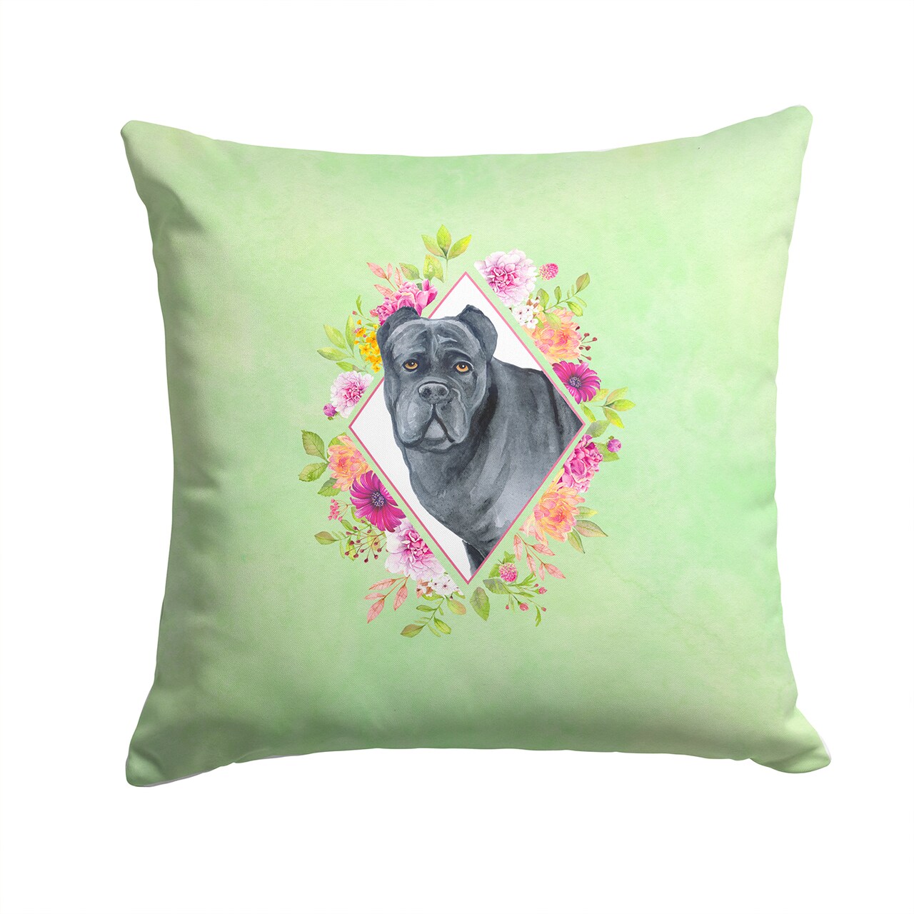 Caroline's Treasures Cane Corso Green Flowers Fabric Decorative Pillow